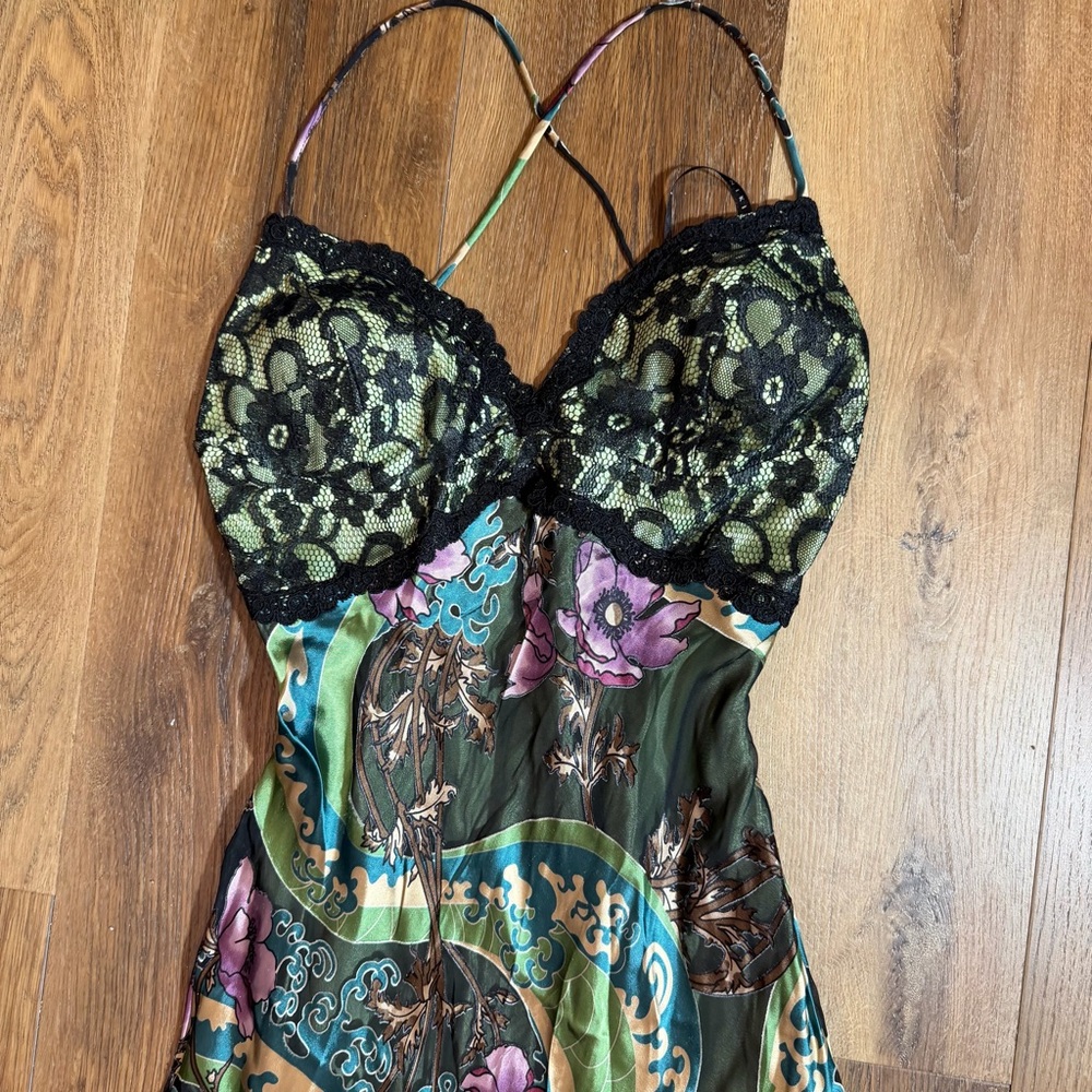 Vintage 90’s Y2K Silk Dress Vintage Floral Vintage Lace Dress Vintage Silk Dress - Picture 5 of 14